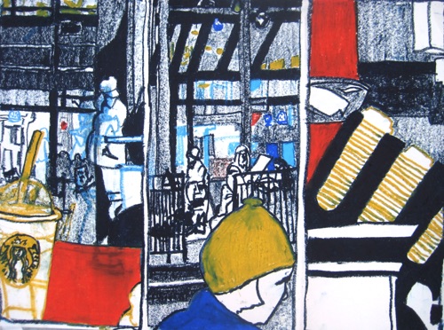 After Work #4 Starbucks Astor Place (sold);
Oil Pastel/Paper, 2015;
18 x 24 in. After Work #4 Starbucks Astor Place (sold);
Oil Pastel/Paper, 2015;
18 x 24 in.